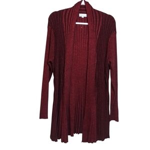 Birch NY Burgundy Ribbed Open Front Contemporary Cardigan Size 2X